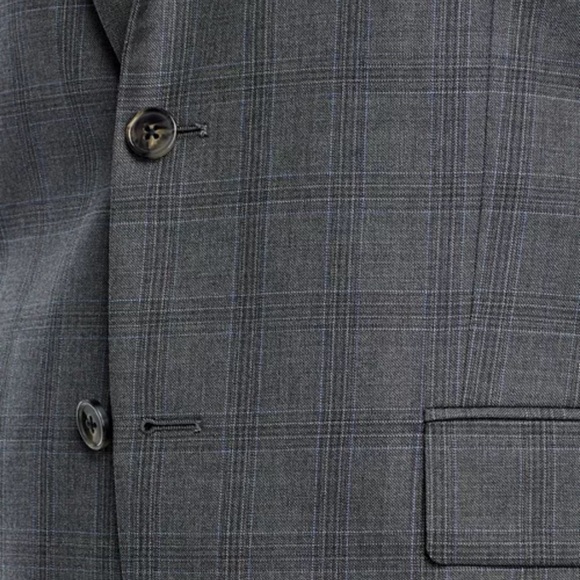 NWT Hart Schaffner Marx Gray Blue Plaid New York Fit 2pc Suit Jacket Pants - Picture 4 of 16